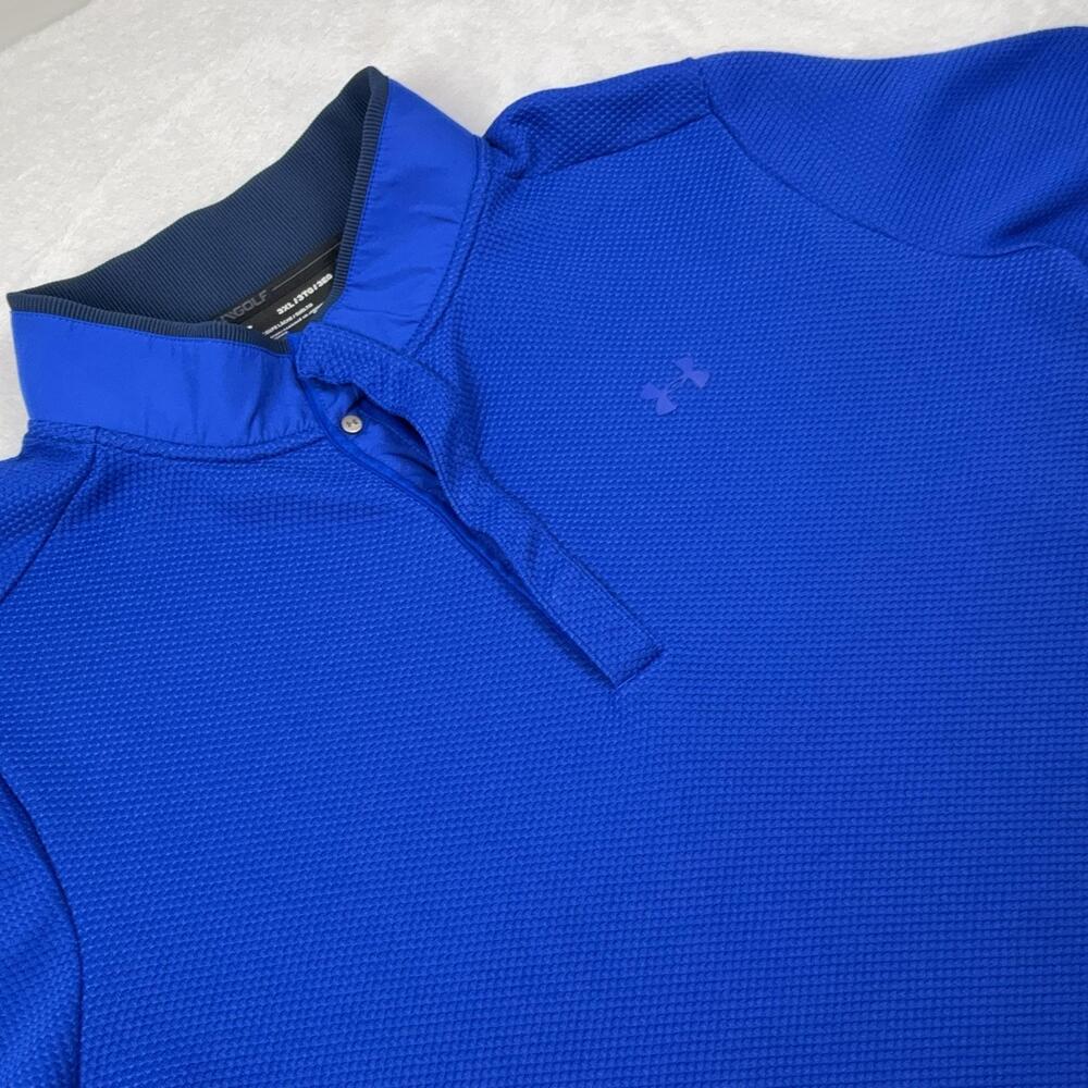 Under Armour Golf ColdGear Polo Pullover Men 3XL Blue Long Sleeve Thermal